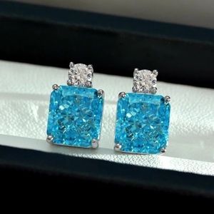 3.5ct Aquamarine Radiant Cut Earrings